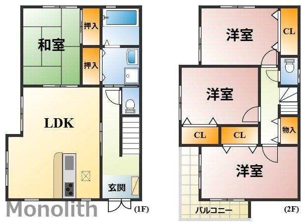 美木多上戸建賃貸の間取り