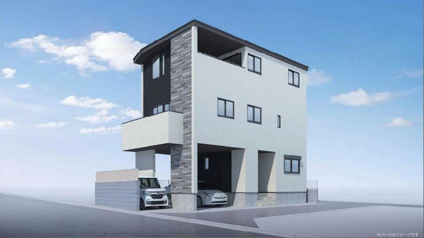 川越市熊野町　新築戸建ての外観パース
