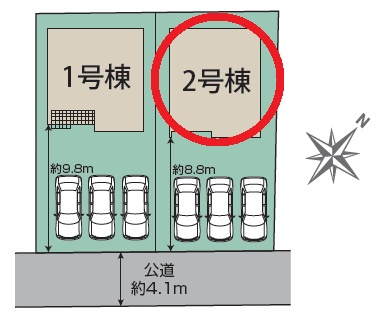 豊田市高岡本町南　新築分譲住宅　全2棟　2号棟の区画図