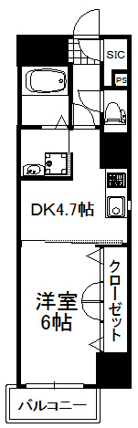大阪市中央区松屋町住吉の賃貸マンションの間取り