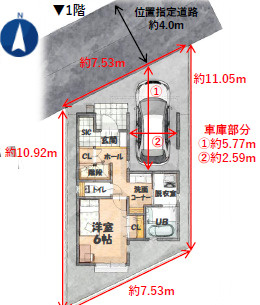 【仲介手数料無料】おうちガーデン若狭5期　全1棟　所沢市新築住宅西武ハウジングの間取り