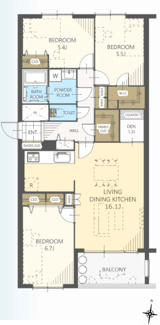 【間取り】 | アステム芦屋A棟 | ３LDKの間取りで新婚様からファミリー様まで幅広くおすすめの間取りです！！