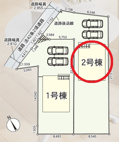 西尾市寺津町第9　新築分譲住宅　全2棟　2号棟の区画図