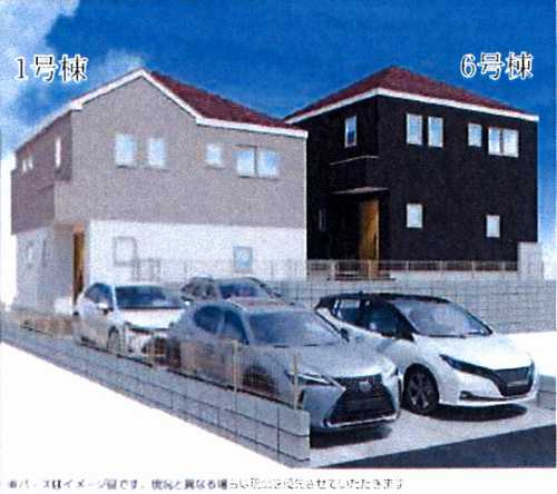 相模原市南区相武台3期　新築戸建全6棟　6号棟の外観パース