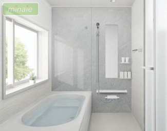 【浴室】 | 小学校5分 スーパー6分　南大野2　全2棟 1号棟 | 浴室は1坪タイプで広々していて足も伸ばせ日頃の疲れも癒せそう♪
※イメージパース