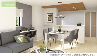 【内装】 | 小学校5分 スーパー6分　南大野2　全2棟 1号棟 | ※LDKイメージパース