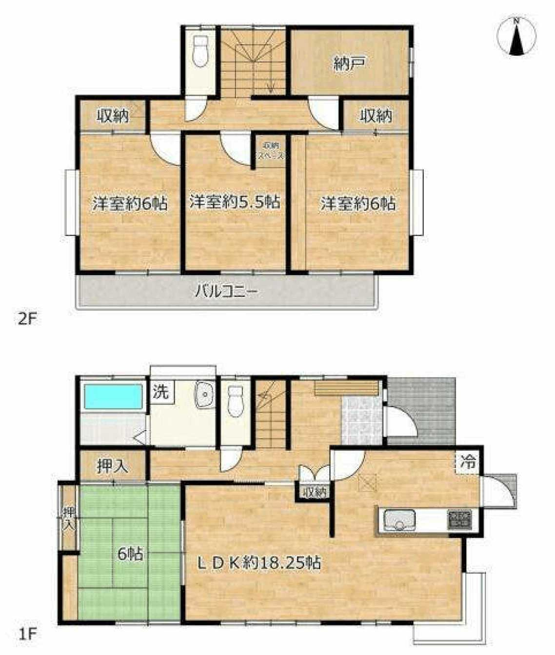 真岡市大谷台町 中古住宅の間取り|4LDK+S