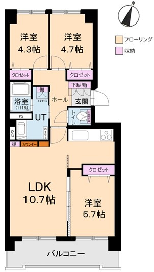 【間取り】 | ファミール大谷地 | ●令和8年1月内装リフォーム完了
●南東向き、日当たり良好