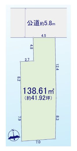 【区画図】 | 板橋区常盤台３丁目　売地 | 土地面積138.61ｍ2の広々建築条件無売地です