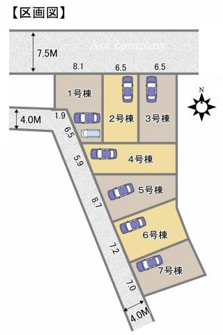 【区画図】 | 平野区平野市町3丁目　【5号棟/全7棟】 | 【全7棟】※全棟お問合せ可能、比較検討して頂けます♪設計＆建設性能評価付き☆国が定めた「住宅性能表示制度」において6項目で一番良い等級を取得予定☆【耐震・耐風等級…等】地盤サポートシステム20年保証☆