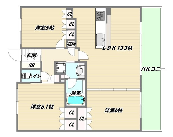 大阪市淀川区十三東２丁目の賃貸マンションの間取り