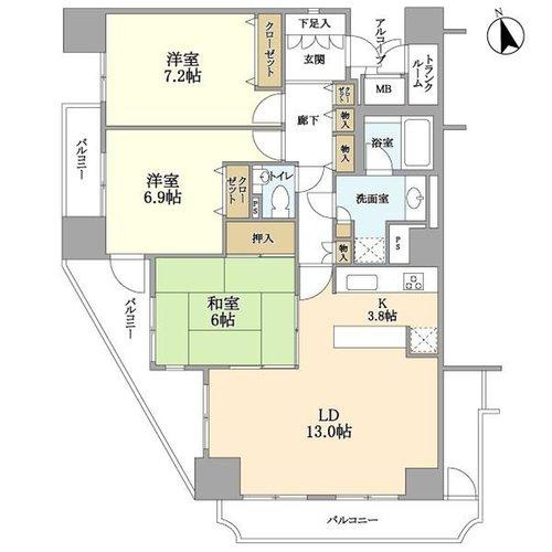ダイアパレス片平大手門の間取り|ゆとりある86㎡3LDKプラン