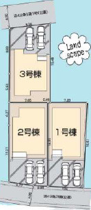 【仲介手数料無料】狭山市東三ツ木第２　全3棟　１号棟　新築住宅は西武ハウジングの区画図