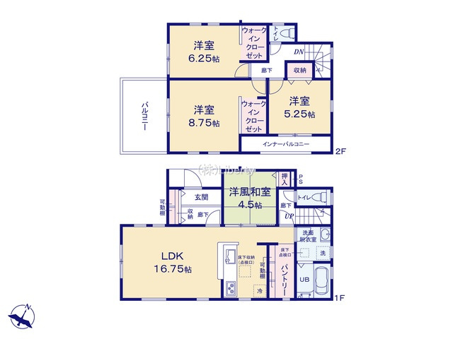第1常総市中妻町　新築戸建　1号棟の間取り
