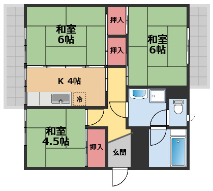 【間取り】 | ヴィラＫ’s | 本物件は現状有姿（補修なし）での引き渡し。補修・修繕箇所が多いため、そのままでは居住できません。ご自身でDIY・リフォームが可能な方を対象とした募集となります。※倉庫としての利用の方はご相談ください。