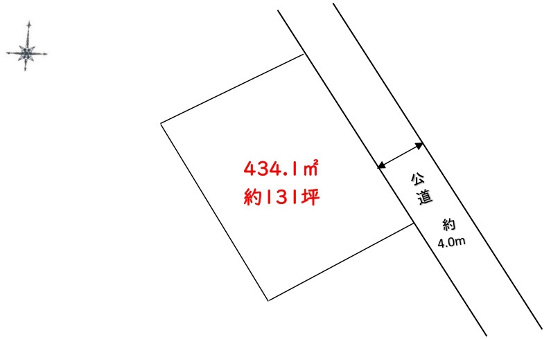 敷地面積131坪　売地　北本市朝日２丁目の土地図|区画図　どなたでも建築可能です♪敷地面積広々とした約１３１坪！整形地！古家あり現況渡しです！
