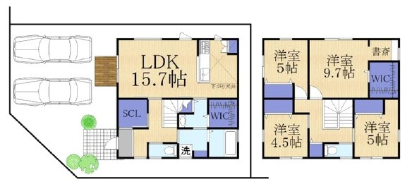 守山市水保町　新築戸建ての間取り