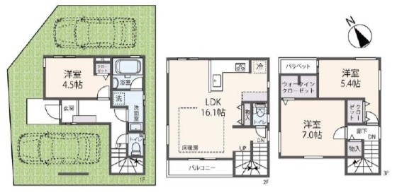 草津市平井2丁目A号棟　新築戸建ての間取り