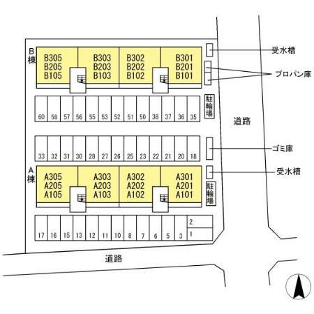 グランデュール高柳　B棟の区画図