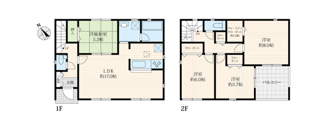 【間取り】 | 守谷市松前台7丁目　新築戸建 | 水廻りをまとめて、家事動線にも配慮！！