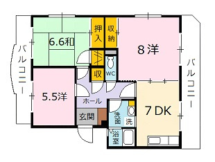 サンハイツ香川の間取り