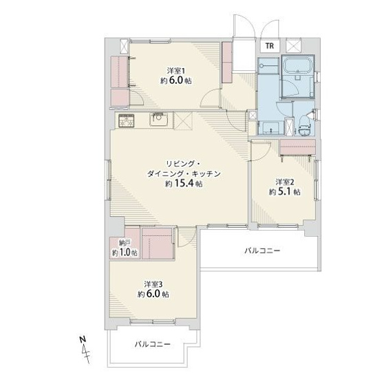 【間取り】 | アンピール西公園 | リフォーム済みで気持ちよく新生活を始められます。南西向きの明るい3LDKで収納も充実しています