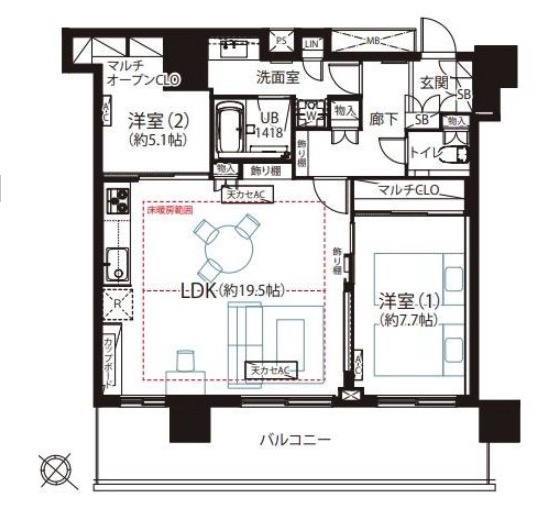 【間取り】 | ★仲介手数料無料★クロスエアタワー(高層階につき眺望良好　バルコニーから富士山が望めます）