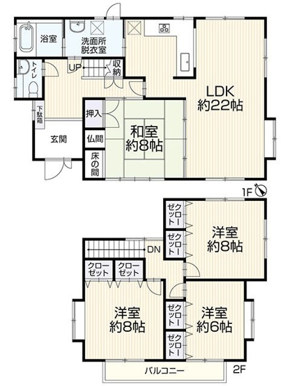【間取り】 | 糟屋郡新宮町下府７丁目　戸建て | 専有面積125平米リフォーム済4LDK。収納も充実しているので居住空間を広くお使いいただけます。