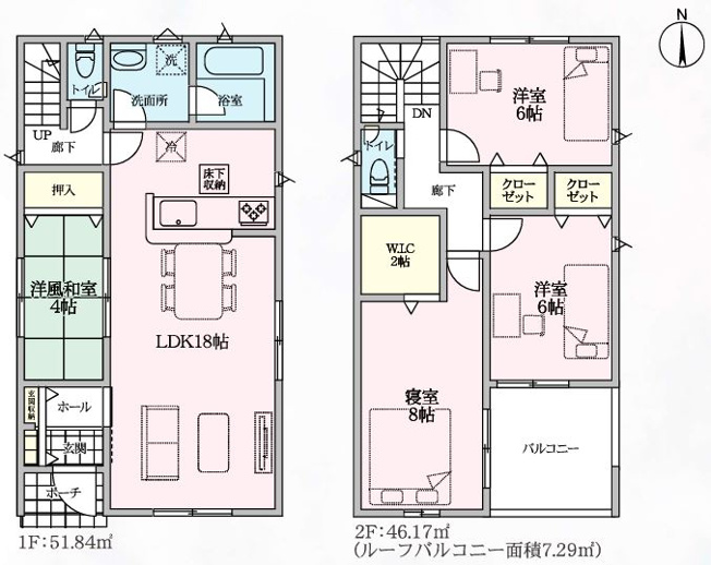 【間取り】 | 熊谷市赤城町第３　 | １号棟間取り図