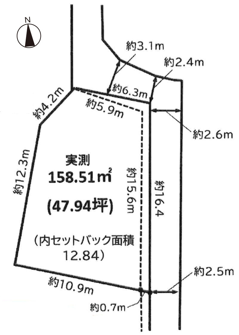 小牧市藤島町居屋敷　売地の土地図|現況更地・建築条件なし