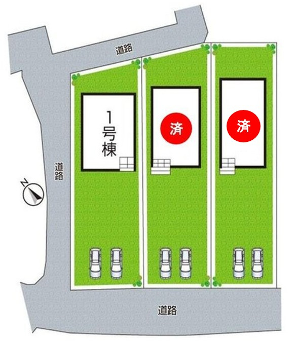 加古川市西神吉町鼎　第1期　新築一戸建ての区画図|全3区画