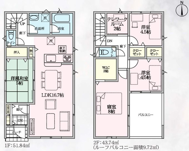 【間取り】 | 熊谷市赤城町第３　 | ２号棟間取り図