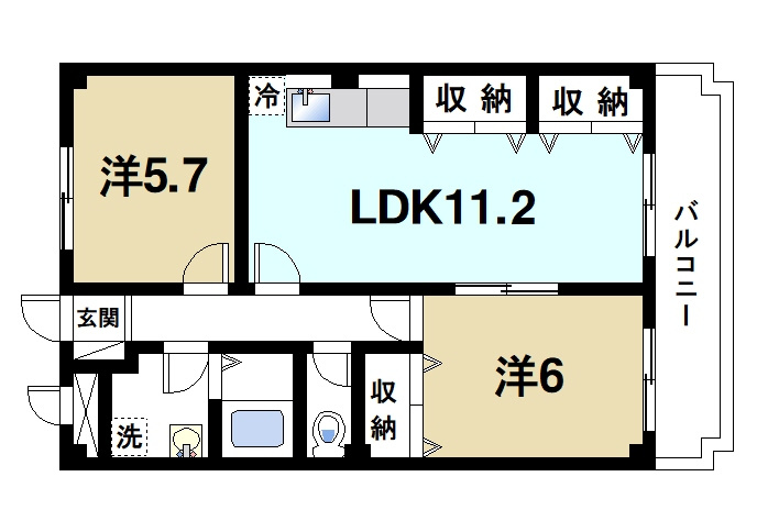 アメニティ前栽２号館の間取り|２LDKの間取り