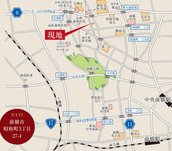 前橋市昭和町　限定１棟　グラファーレ　新築建売の地図
