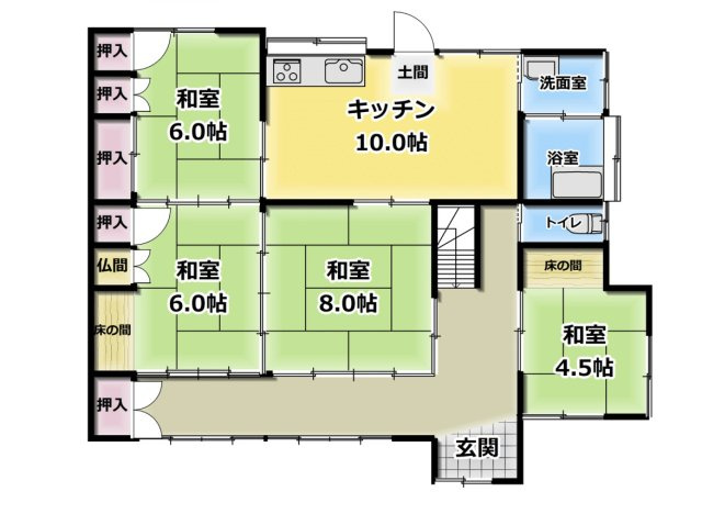 米沢市西大通１丁目　二階建て中古住宅の間取り|１階