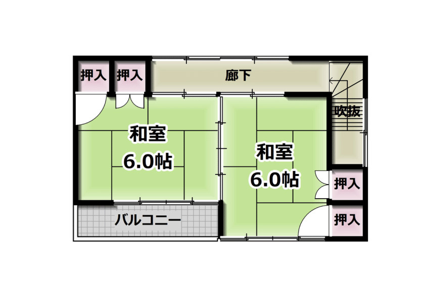 米沢市西大通１丁目　二階建て中古住宅の間取り|２階