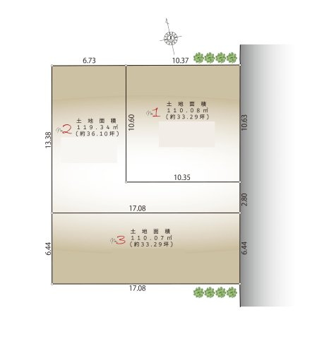 【土地図】 | 開放感のある、閑静な住宅街に位置しています。陽の光をたっぷりと浴びながら気持ち良く生活が出来ます。夢のマイホーム、夢ではなく実現出来ます！見学・ご相談等、お気軽にご連絡下さい。