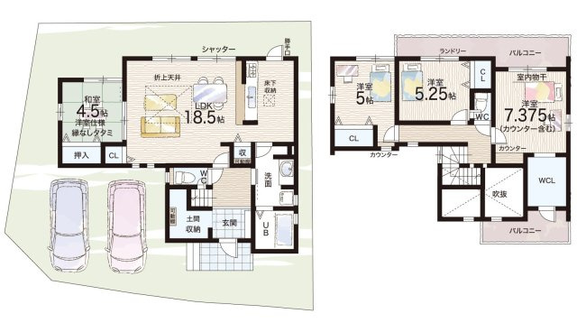 生駒市萩の台　新築一戸建ての間取り|2号地