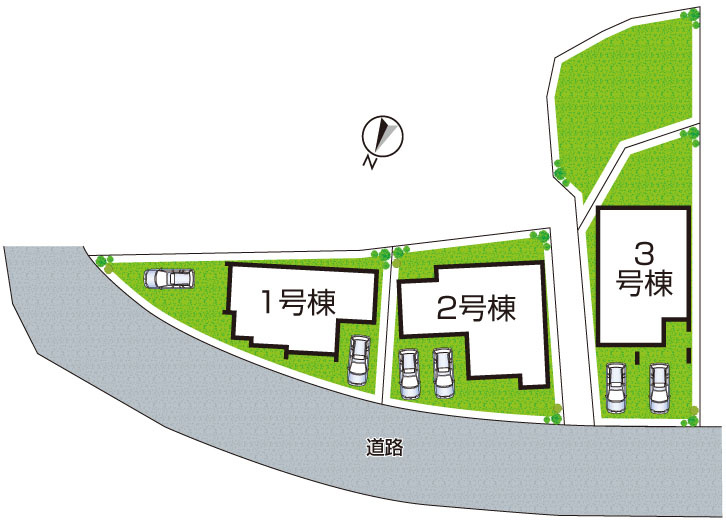 生駒市萩の台　新築一戸建ての区画図|全3区画