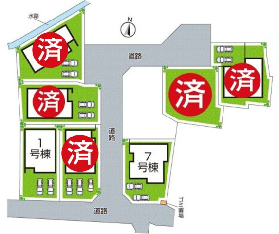 ●奈良市菅原町　第7期　新築一戸建ての区画図|全7区画