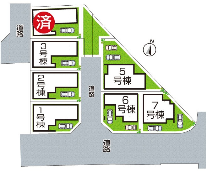 堺市東区大美野　第6期　新築一戸建ての区画図|全７区画