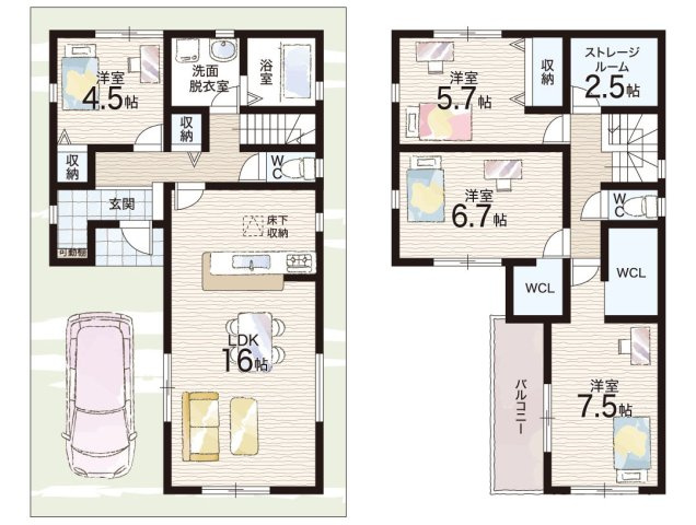 堺市東区大美野　第6期　新築一戸建ての間取り|４号地