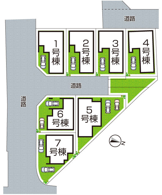堺市東区大美野　第6期　新築一戸建ての区画図|全７区画