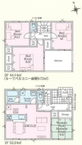 東海村亀下第1　新築戸建　2号棟の区画図