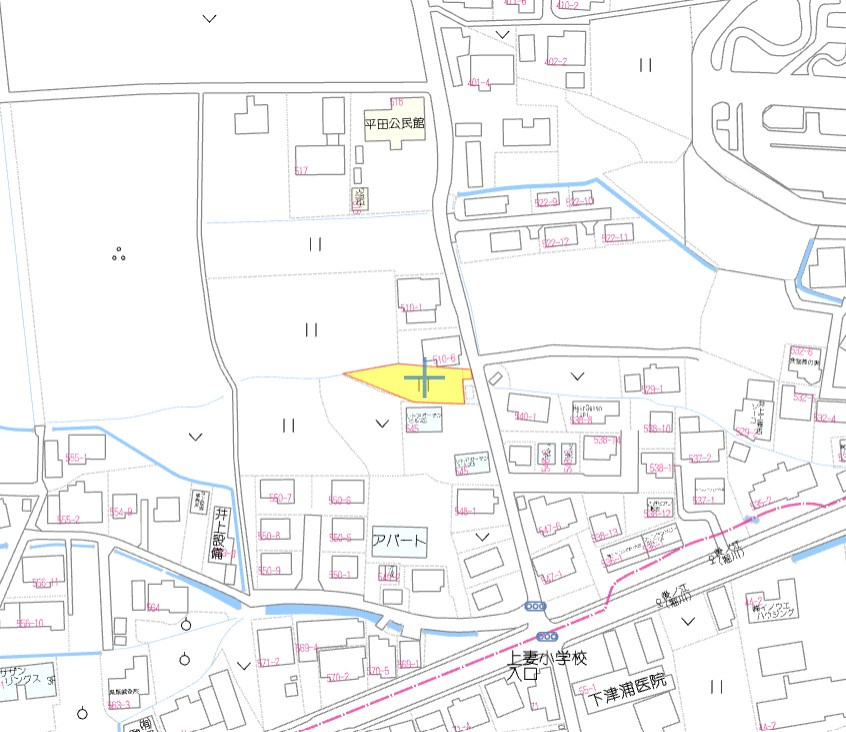 売地)八女市平田の地図