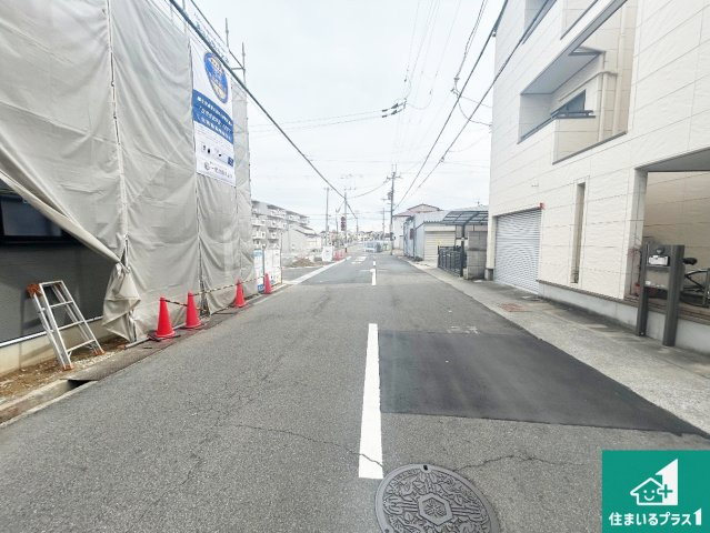 堺市東区大美野　第6期　新築一戸建ての前面道路含む現地写真|周辺は落ち着いた街並みの住宅地！子育てがしやすい住環境です！まだ未完成ですが、現地でしかわからない事もございます。是非一度ご覧ください。