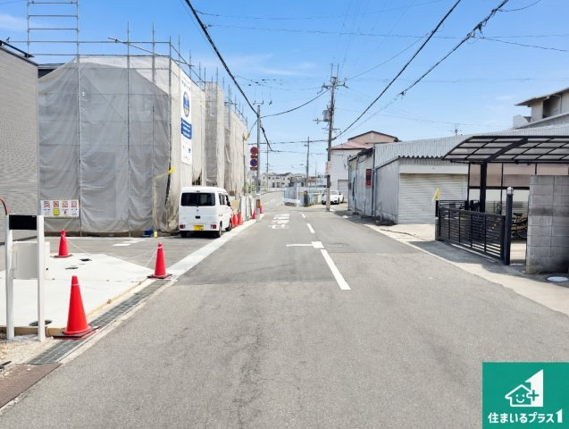 堺市東区大美野　第6期　新築一戸建ての前面道路含む現地写真|周辺は落ち着いた街並みの住宅地！子育てがしやすい住環境です！まだ未完成ですが、現地でしかわからない事もございます。是非一度ご覧ください。
