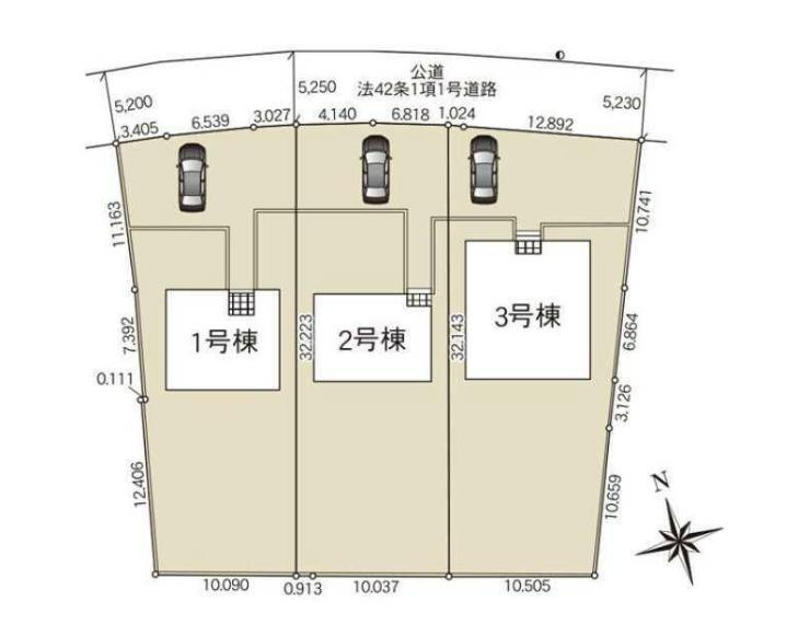 東海村亀下第1　新築戸建　3号棟の区画図