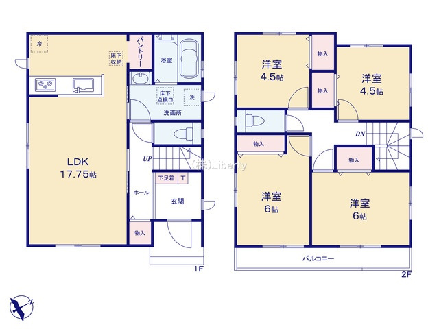 水戸市笠原町　新築戸建　B号棟の区画図