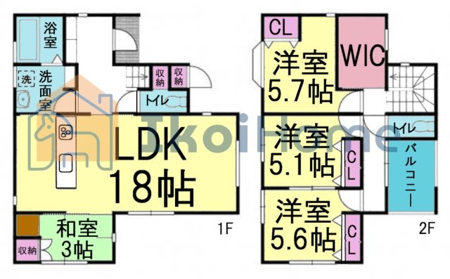 神戸市西区玉津町今津　中古戸建の間取り|●年中無休：当日予約可●WIC完備で大きなお荷物も収納可能！嬉しい和室付きでお子様の遊びスペースに♪